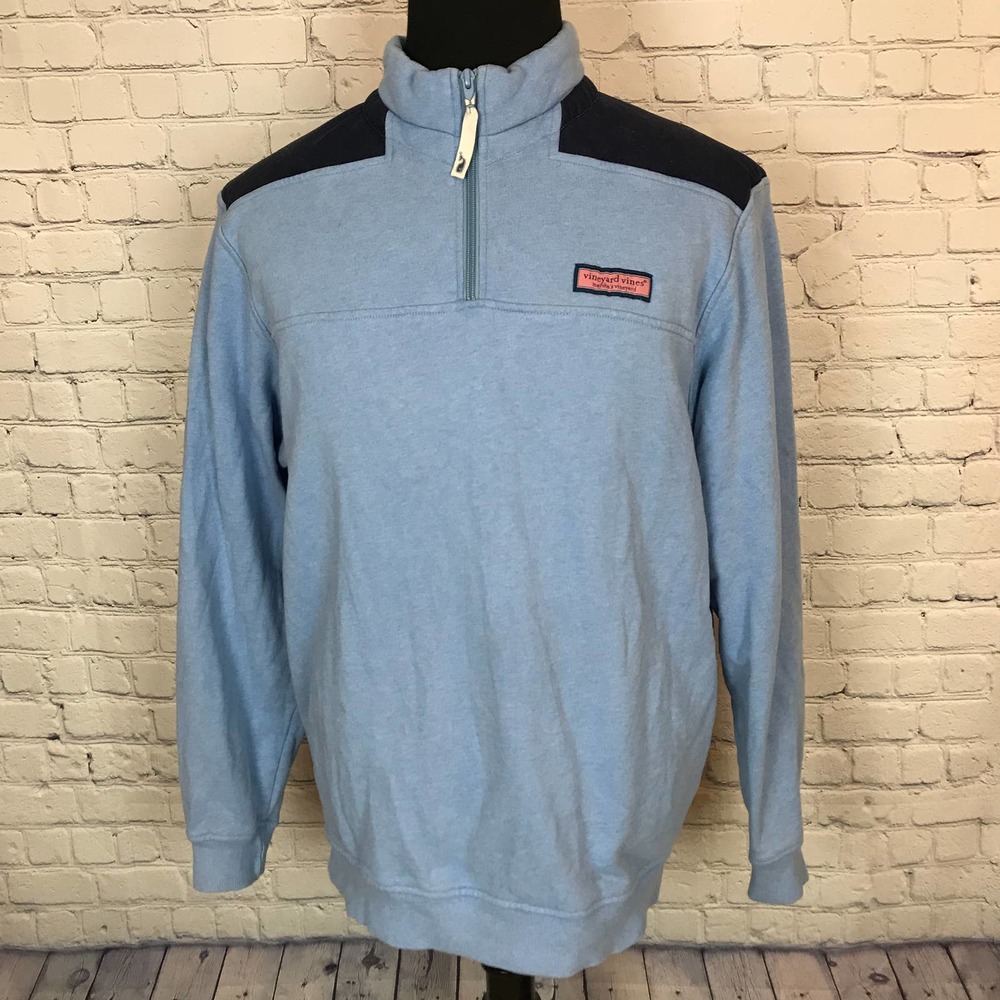 Vineyard Vines Sweater Blue 1/4 Zip Long Sleeve Pullover Fleece | Mens Medium